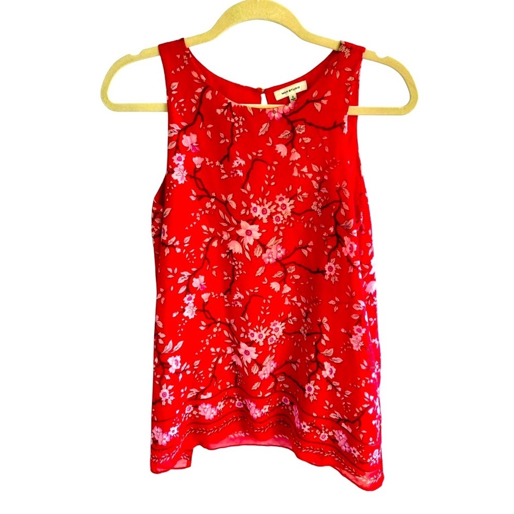 Max Studio Sleeveless Flowy Scarf Print Top Size Small